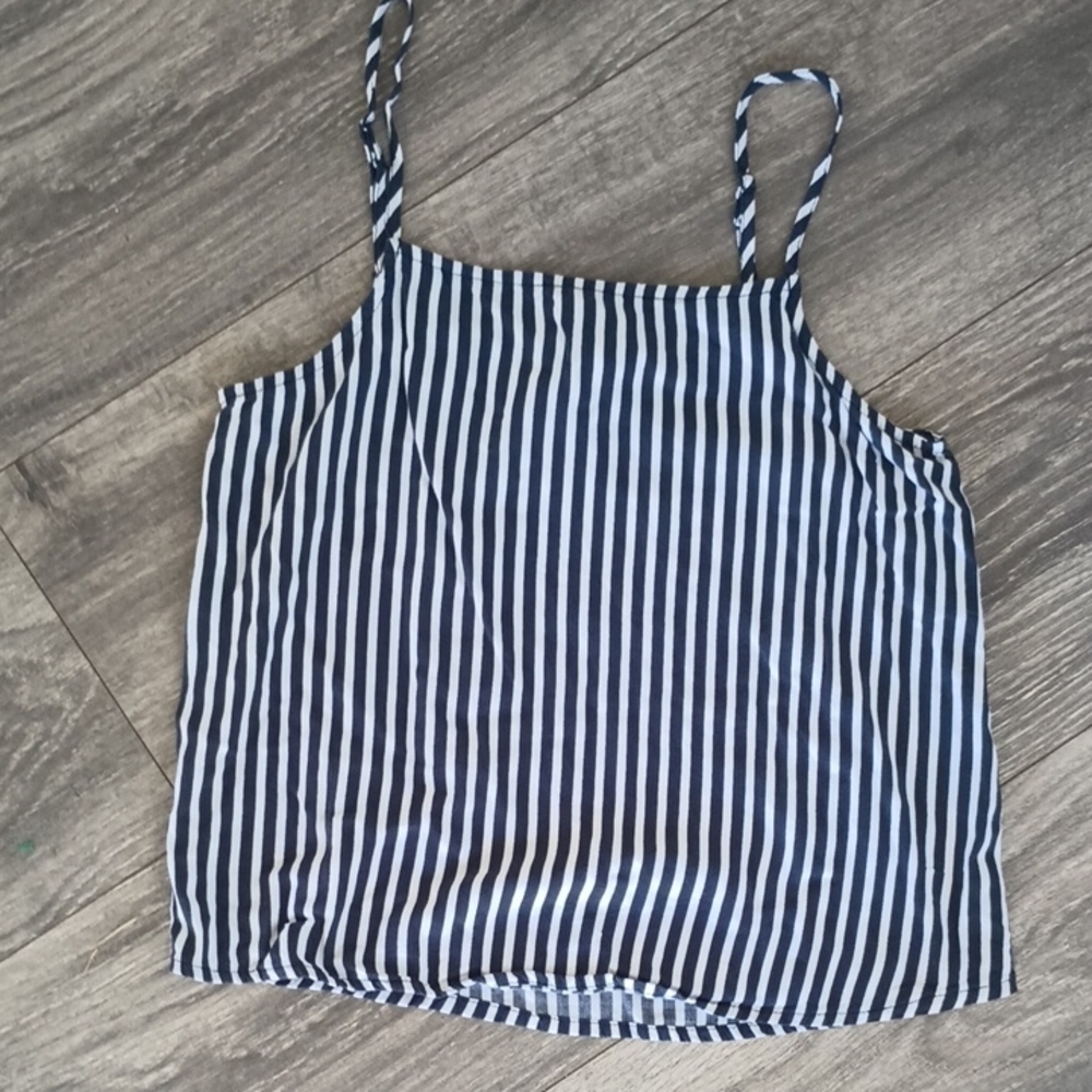 Blue and White Striped Square Neck Camisole